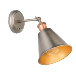 Hal 1 Light Pewter & Copper Wall Light