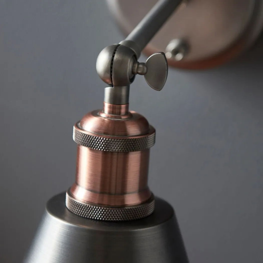 Hal 1 Light Pewter & Copper Wall Light