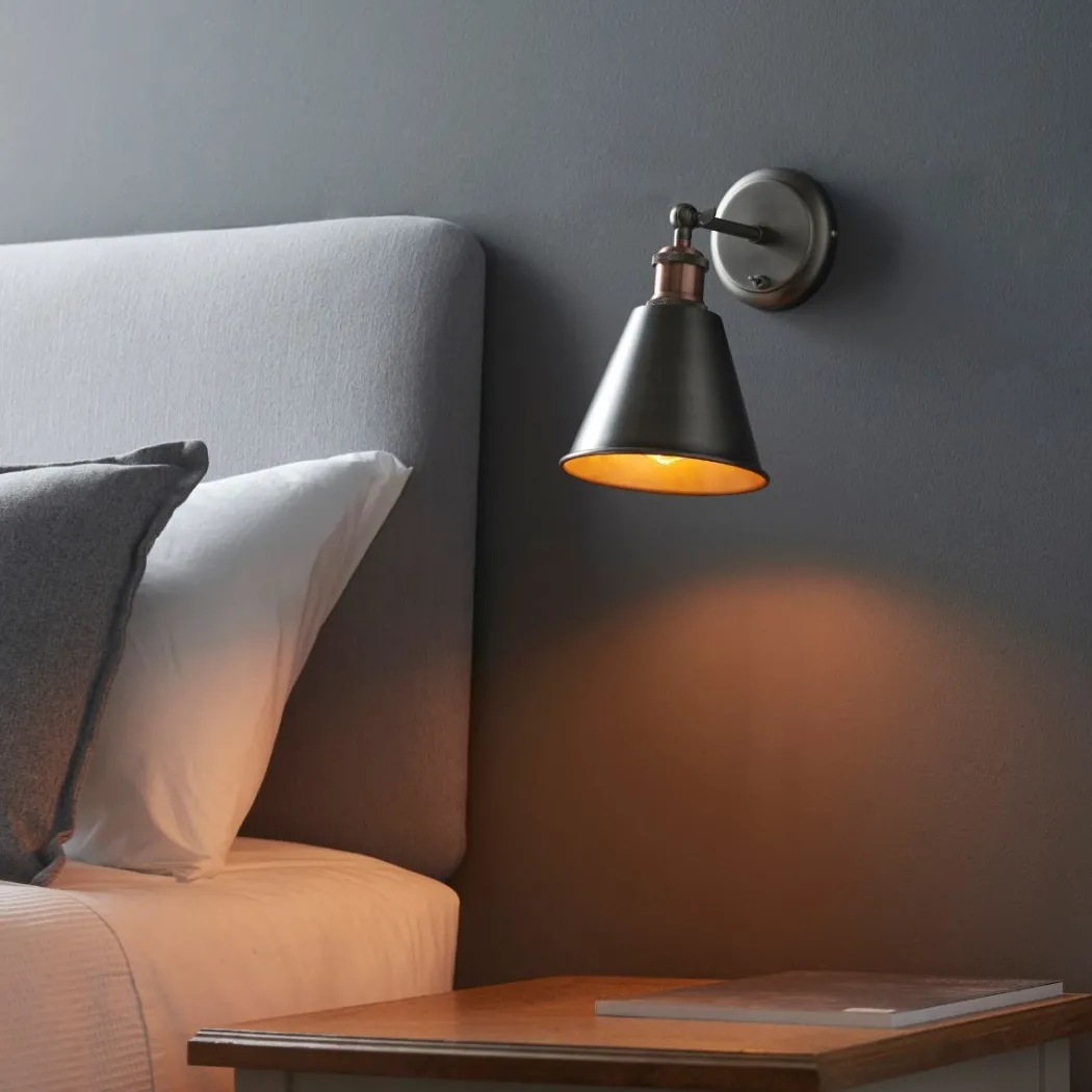 Hal 1 Light Pewter & Copper Wall Light