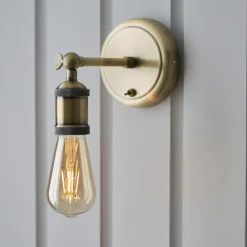 Hal Antique Brass Industrial Wall Light
