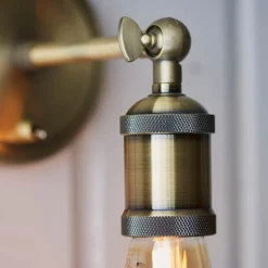 Hal Antique Brass Industrial Wall Light
