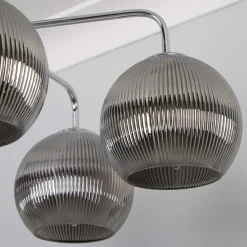 Hamblin 5 Light Chrome and Somked Glass Semi-Flush Ceiling Light