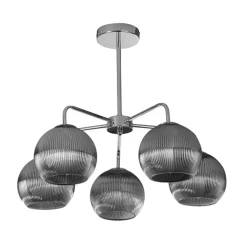 Hamblin 5 Light Chrome and Somked Glass Semi-Flush Ceiling Light