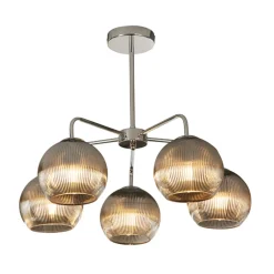 Hamblin 5 Light Chrome and Somked Glass Semi-Flush Ceiling Light