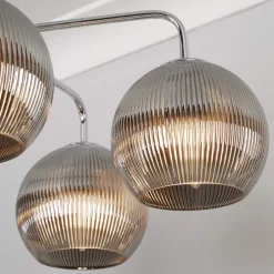 Hamblin 5 Light Chrome and Somked Glass Semi-Flush Ceiling Light