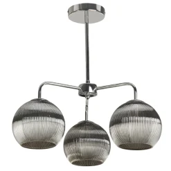 Hamblin 3 Light Chrome and Smoked Glass Semi-Flush Ceiling Light