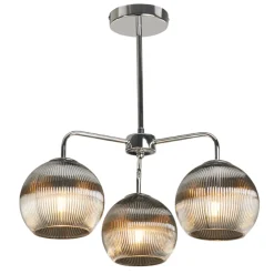 Hamblin 3 Light Chrome and Smoked Glass Semi-Flush Ceiling Light
