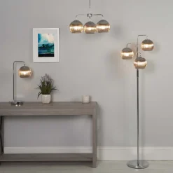 Hamblin 3 Light Chrome and Smoked Glass Semi-Flush Ceiling Light