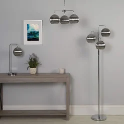 Hamblin 3 Light Chrome and Smoked Glass Semi-Flush Ceiling Light