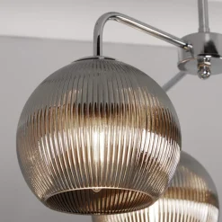 Hamblin 3 Light Chrome and Smoked Glass Semi-Flush Ceiling Light