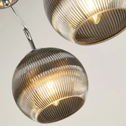 Hamblin 3 Light Chrome and Smoked Glass Semi-Flush Ceiling Light