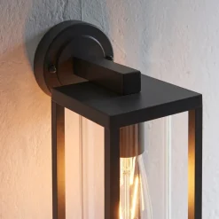 Hamden Black & Glass Outdoor Wall Light