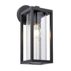 Hamden Black & Glass Outdoor Wall Light