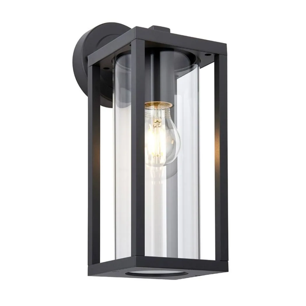 Hamden Black & Glass Outdoor Wall Light