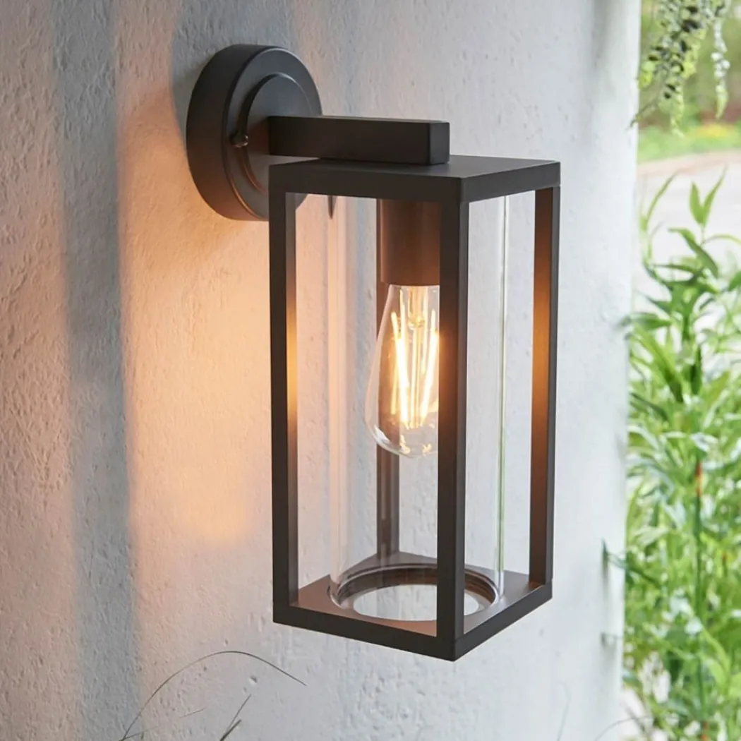 Hamden Black & Glass Outdoor Wall Light