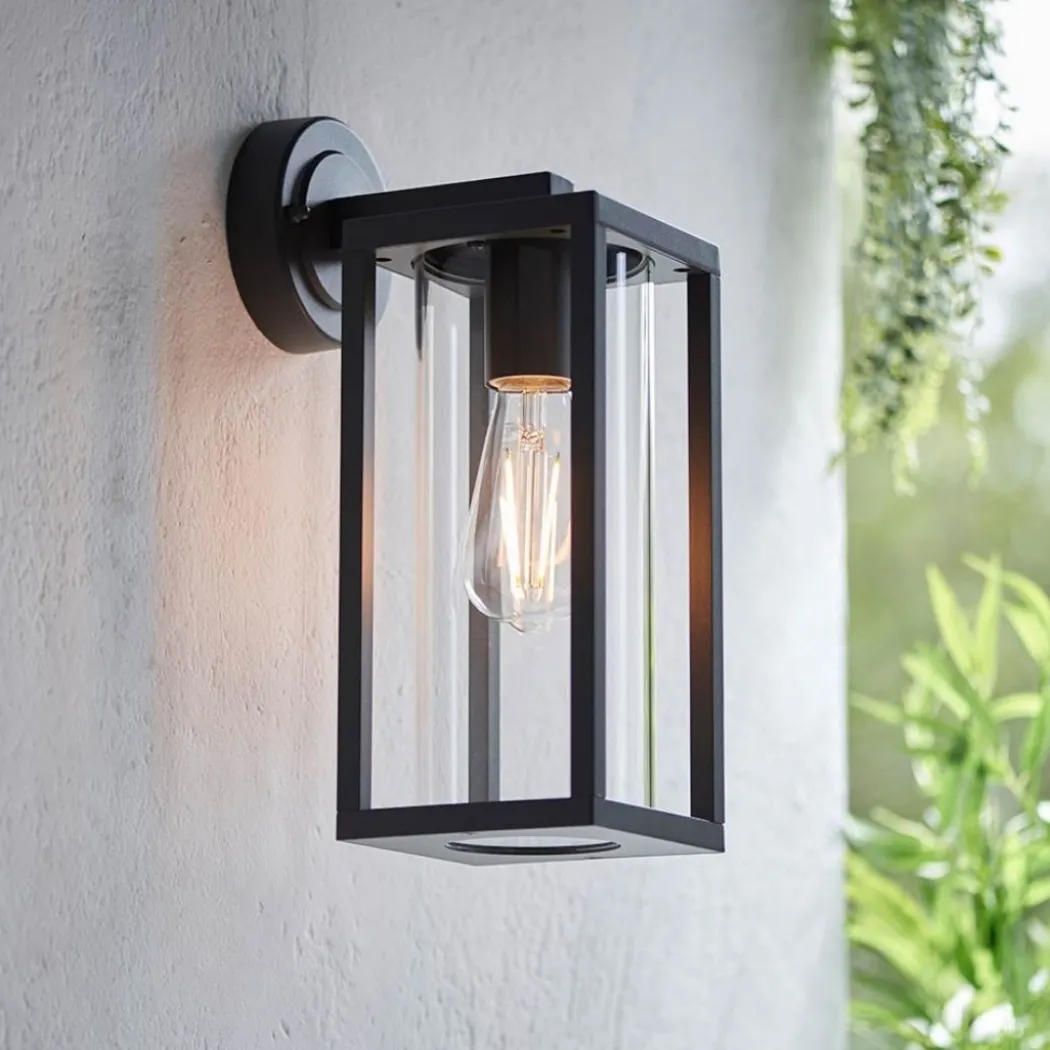 Hamden Black & Glass Outdoor Wall Light