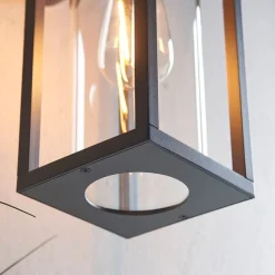 Hamden Black & Glass Outdoor Wall Light