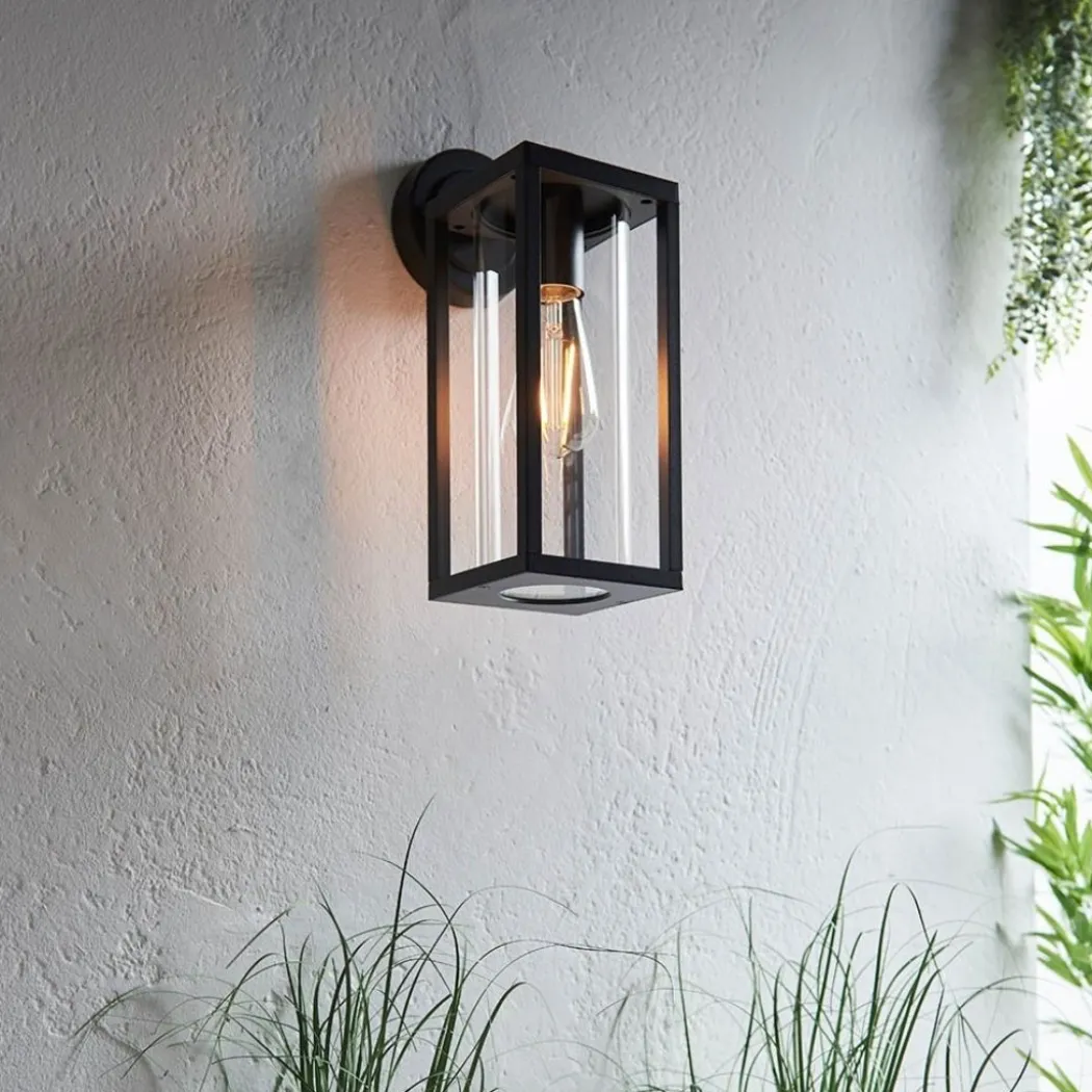 Hamden Black & Glass Outdoor Wall Light