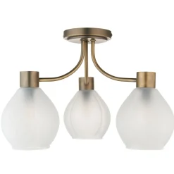 Hamilton 3 Light Antique Brass Semi Flush Ceiling Light