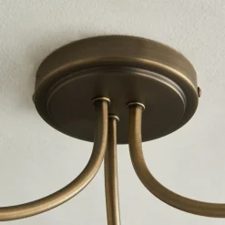 Hamilton 3 Light Antique Brass Semi Flush Ceiling Light