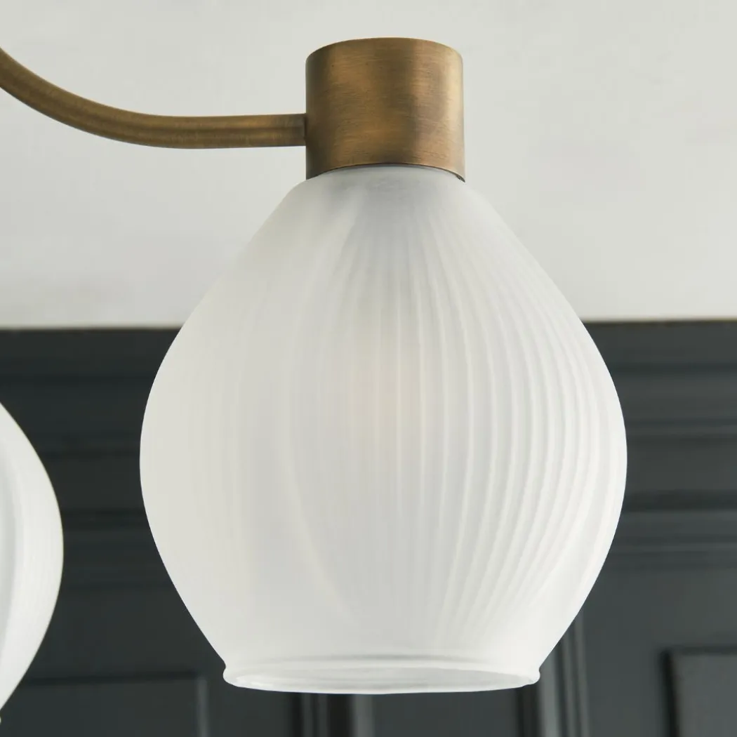 Hamilton 3 Light Antique Brass Semi Flush Ceiling Light