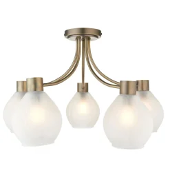 Hamilton 5 Light Antique Brass Semi Flush Ceiling Light