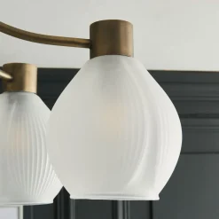 Hamilton 5 Light Antique Brass Semi Flush Ceiling Light