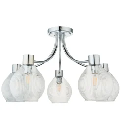 Hamilton 5 Light Polished Chrome Semi Flush Ceiling Light