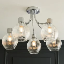 Hamilton 5 Light Polished Chrome Semi Flush Ceiling Light