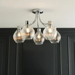 Hamilton 5 Light Polished Chrome Semi Flush Ceiling Light