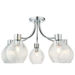 Hamilton 5 Light Polished Chrome Semi Flush Ceiling Light