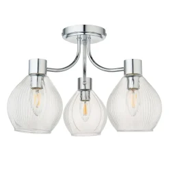 Hamilton 3 Light Polished Chrome Semi Flush Ceiling Light