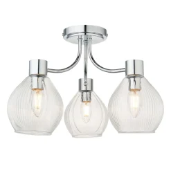 Hamilton 3 Light Polished Chrome Semi Flush Ceiling Light