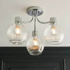 Hamilton 3 Light Polished Chrome Semi Flush Ceiling Light