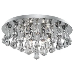 Hanna 8 Light Chrome & Crystal Flush Ceiling Light