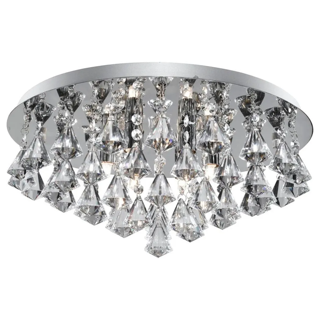 Hanna 8 Light Chrome & Crystal Flush Ceiling Light