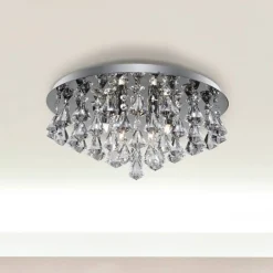 Hanna 8 Light Chrome & Crystal Flush Ceiling Light