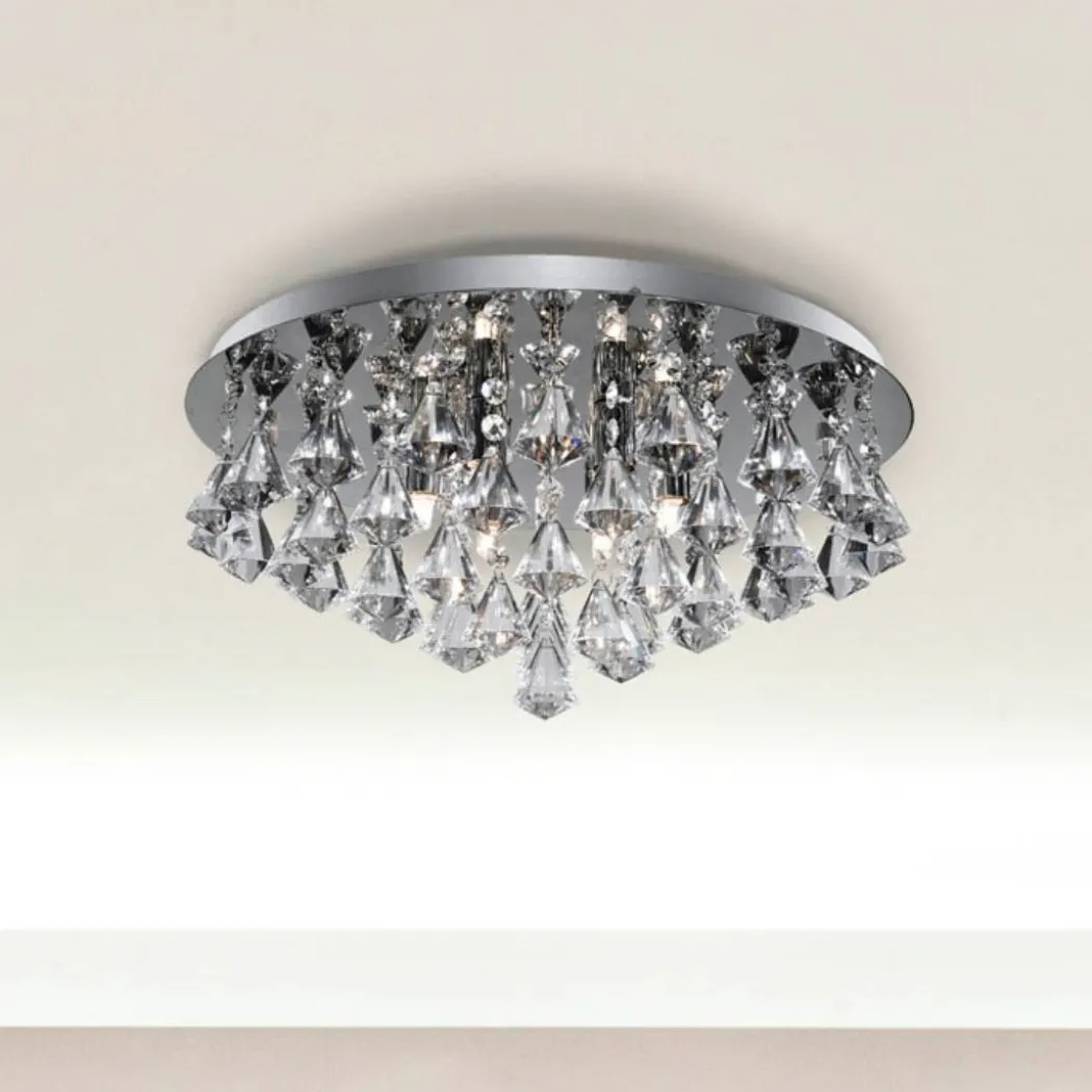 Hanna 8 Light Chrome & Crystal Flush Ceiling Light