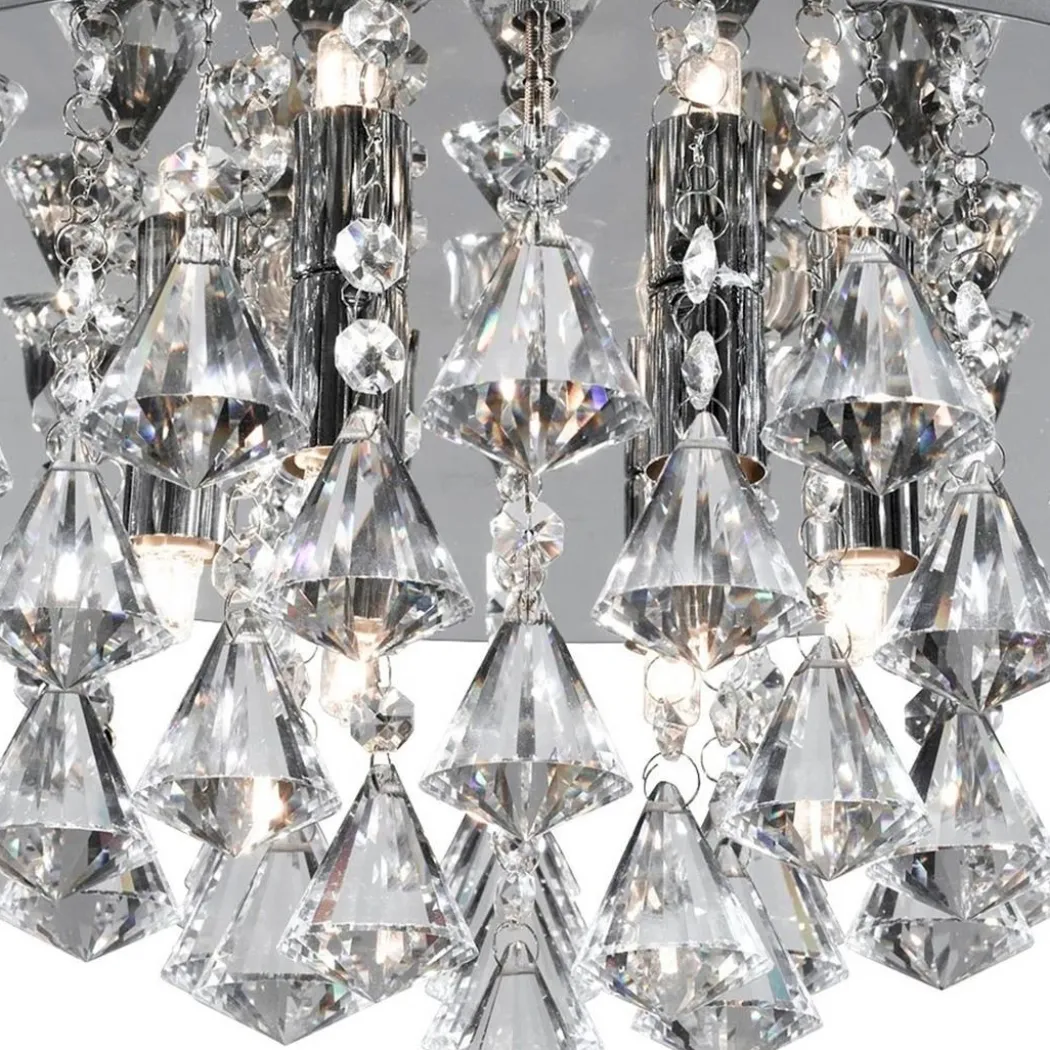 Hanna 8 Light Chrome & Crystal Flush Ceiling Light