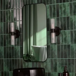 Hannah 2 Light Matte Black & Glass IP44 Wall Light