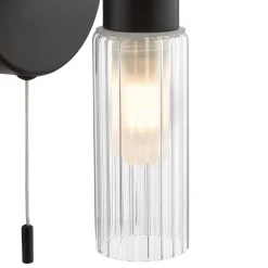 Hannah 2 Light Matte Black & Glass IP44 Wall Light