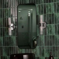 Hannah 2 Light Polished Chrome & Glass IP44 Wall Light