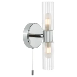 Hannah 2 Light Polished Chrome & Glass IP44 Wall Light
