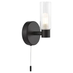 Hannah Matte Black & Glass Bathroom Wall Light