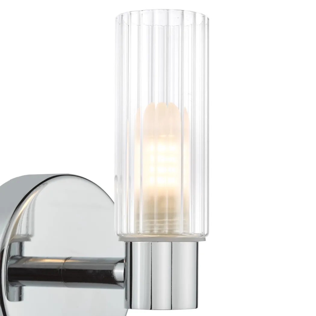 Hannah Polished Chrome & Glass Bathroom Wall Light