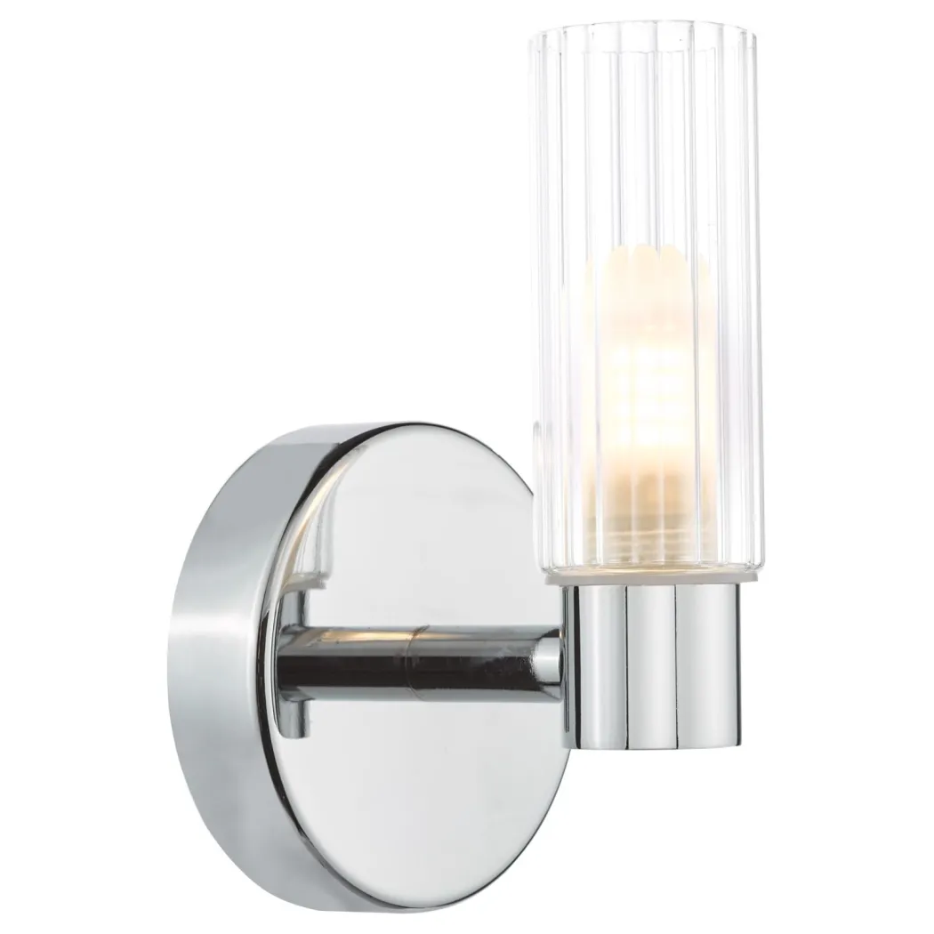 Hannah Polished Chrome & Glass Bathroom Wall Light