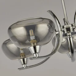 Hansel Semi Flush 5 Light Smoked Glass Ceiling Light