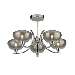 Hansel Semi Flush 5 Light Smoked Glass Ceiling Light