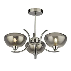 Hansel Semi Flush 3 Light Smoked Glass Ceiling Light