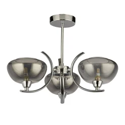 Hansel Semi Flush 3 Light Smoked Glass Ceiling Light